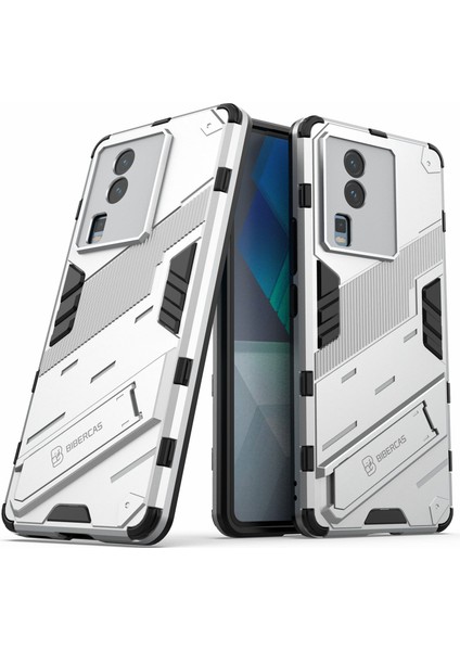 Vivo Iqoo Neo7 5g Için Sert Pc Yumuşak Tpu Kılıf Koruyucu Kılıf Kickstand Cep Telefonu Kılıfı-Beyaz (Yurt Dışından)
