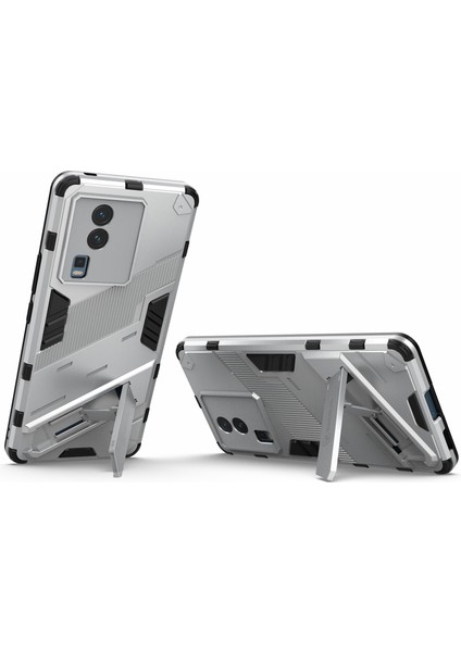 Vivo Iqoo Neo7 5g Için Sert Pc Yumuşak Tpu Kılıf Koruyucu Kılıf Kickstand Cep Telefonu Kılıfı-Beyaz (Yurt Dışından)