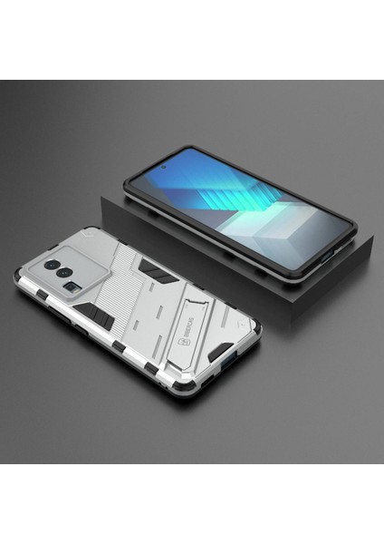 Vivo Iqoo Neo7 5g Için Sert Pc Yumuşak Tpu Kılıf Koruyucu Kılıf Kickstand Cep Telefonu Kılıfı-Beyaz (Yurt Dışından)