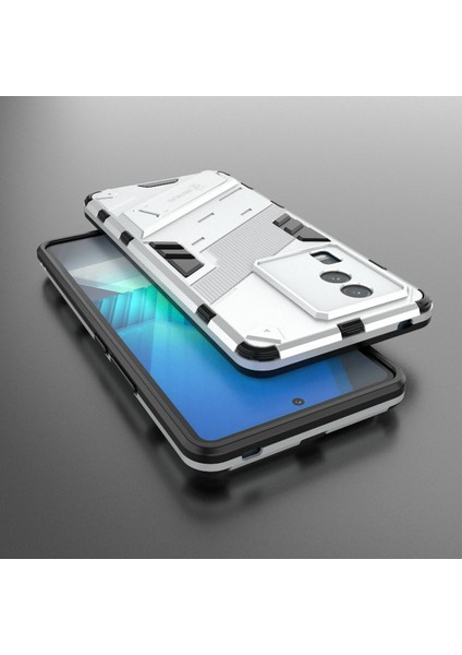 Vivo Iqoo Neo7 5g Için Sert Pc Yumuşak Tpu Kılıf Koruyucu Kılıf Kickstand Cep Telefonu Kılıfı-Beyaz (Yurt Dışından)