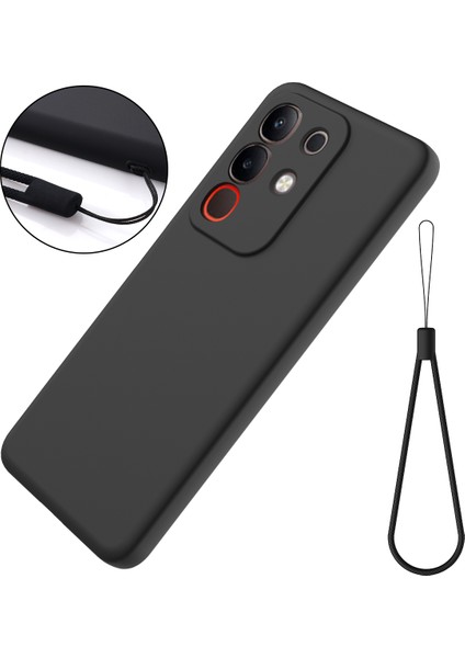 Vivo Iqoo Z10X 5G/Y300T 5g Sıvı Silikon Kılıf Telefon Arka Kapağı El Kayışı Ile-Siyah (Yurt Dışından) fiyatları