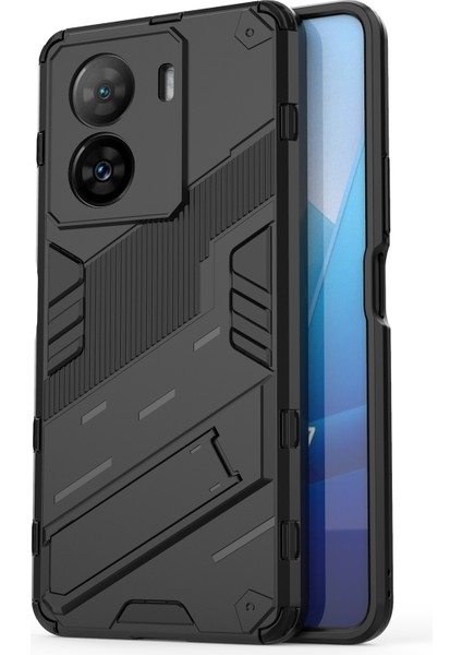 Vivo Iqoo Z7 5g Sert Pc Için Darbeye Dayanıklı Arka Kapak + Ayaklı Esnek Tpu Telefon Kılıfı - Siyah (Yurt Dışından)