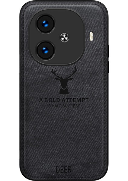 Vivo Iqoo Z9 Turbo 5g Kılıf Geyik Desenli Pu+Pc+Tpu Cep Telefonu Koruyucu Arka Kapak-Siyah (Yurt Dışından)