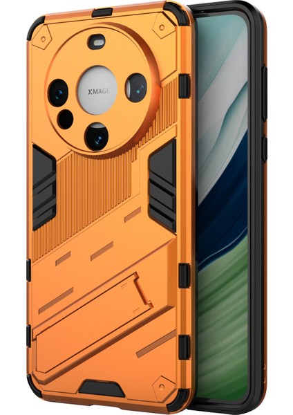 Huawei Mate 60 Kapak Pc+Tpu Darbeye Dayanıklı Telefon Kılıfı Kickstand Ile-Turuncu (Yurt Dışından)