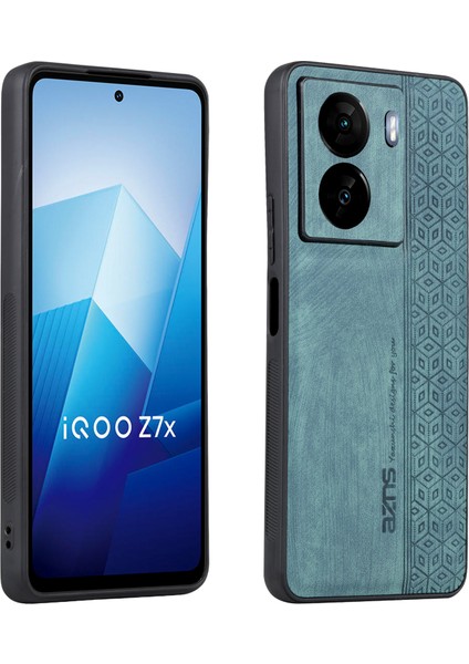 Azns Vivo Iqoo Z7 5G/Z7X 5g Pu Deri+Tpu Telefon Kılıfı Baskılı Desen Kaymaz Tutma Kılıfı-Yeşil (Yurt Dışından)
