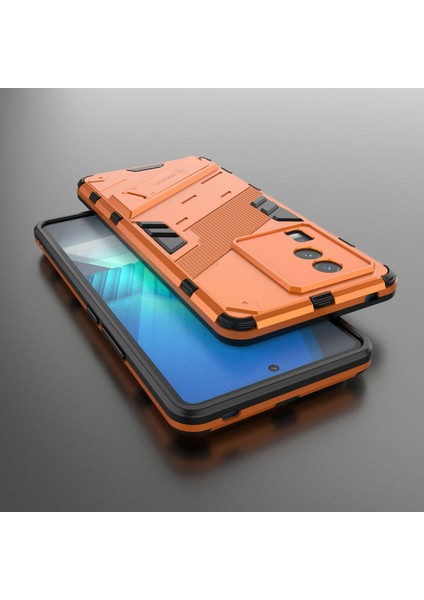 Vivo Iqoo Neo7 5g Için Sert Pc Yumuşak Tpu Kılıf Koruyucu Kılıf Kickstand Cep Telefonu Kılıfı-Turuncu (Yurt Dışından)