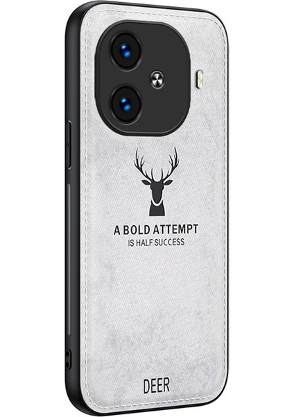 Vivo Iqoo Z9 Turbo 5g Kılıf Geyik Desenli Pu+Pc+Tpu Cep Telefonu Koruyucu Arka Kapak-Gri (Yurt Dışından)