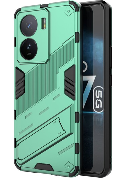 Vivo Iqoo Z7 5g Darbeye Dayanıklı Kickstand Kılıf Tpu+Pc Çift Koruma Telefon Kılıfı-Yeşil (Yurt Dışından)