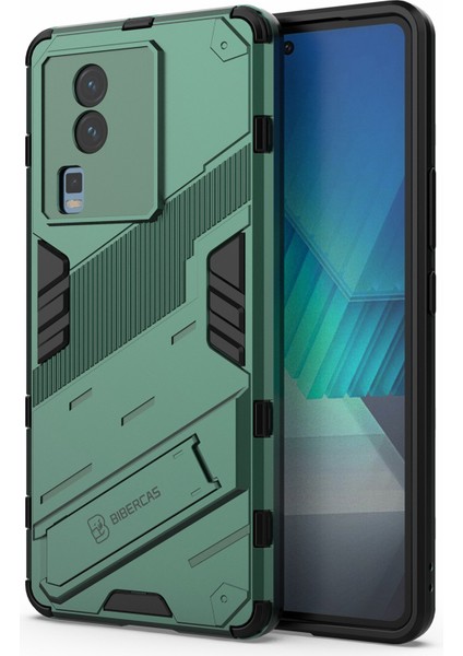 Vivo Iqoo Neo7 5g Için Sert Pc Yumuşak Tpu Kılıf Koruyucu Kılıf Kickstand Cep Telefonu Kılıfı-Yeşil (Yurt Dışından)