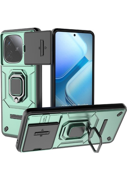Vivo Iqoo Z9 Turbo 5g Telefon Kılıfları Pc+Tpu Kickstand Telefon Kılıfı Lens Kapağı-Yeşil (Yurt Dışından)