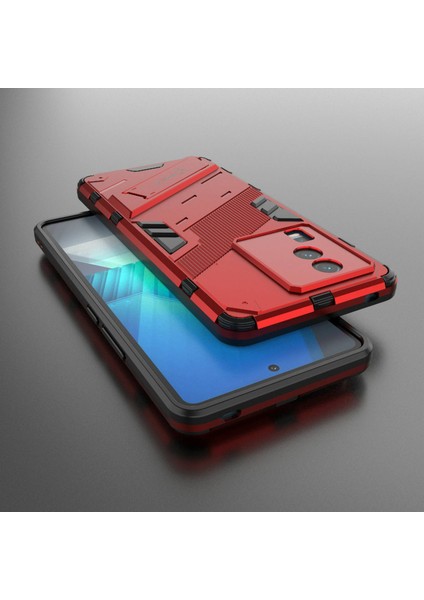 Vivo Iqoo Neo7 5g Için Sert Pc Yumuşak Tpu Kılıf Koruyucu Kılıf Kickstand Cep Telefonu Kılıfı-Kırmızı (Yurt Dışından)