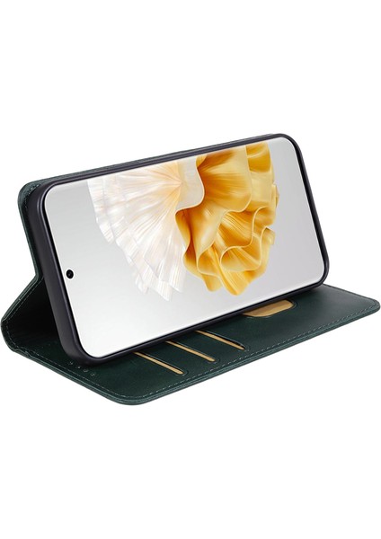 Huawei P60/P60 Pro Dana Dokusu Pu Deri Kılıf Iş Stili Cüzdan Standı Telefon Kılıfı-Yeşil (Yurt Dışından) fırsatları