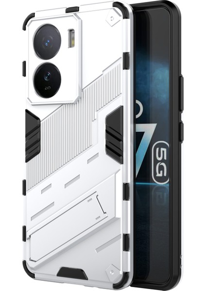 Vivo Iqoo Z7 5g Darbeye Dayanıklı Kickstand Kılıf Tpu+Pc Çift Koruma Telefon Kılıfı-Beyaz (Yurt Dışından)