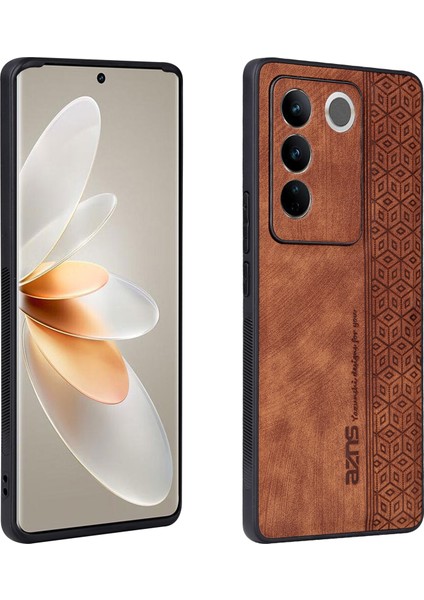 Azns Vivo S16E 5g Baskılı Desenli Telefon Kılıfı Darbeye Dayanıklı Pu Deri Kaplamalı Tpu Arka Kapak-Kahverengi (Yurt Dışından)