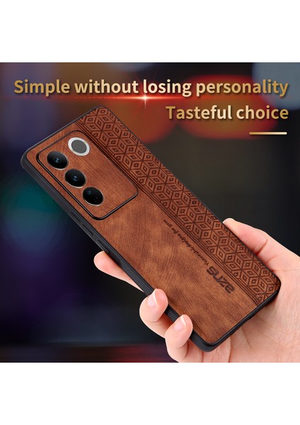 Azns Vivo S16E 5g Baskılı Desenli Telefon Kılıfı Darbeye Dayanıklı Pu Deri Kaplamalı Tpu Arka Kapak-Kahverengi (Yurt Dışından) modelleri