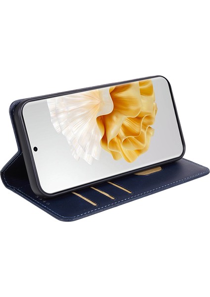 Huawei P60/P60 Pro Dana Dokusu Pu Deri Kılıf Iş Stili Cüzdan Standı Telefon Kılıfı-Mavi (Yurt Dışından) fırsatları