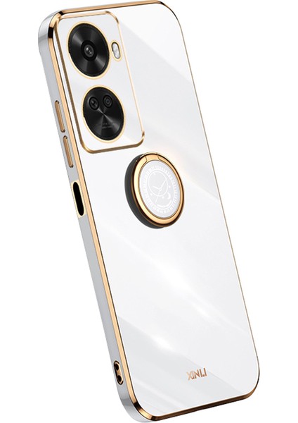 Xınlı Huawei Nova 11 Se/nova 12 Se 4g Telefon Kılıfı Galvanik Altın Kenarlı Kapak ve Ayaklık-Beyaz (Yurt Dışından)