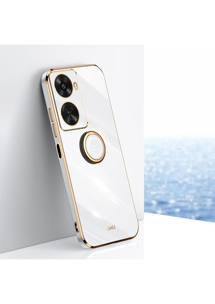 Xınlı Huawei Nova 11 Se/nova 12 Se 4g Telefon Kılıfı Galvanik Altın Kenarlı Kapak ve Ayaklık-Beyaz (Yurt Dışından)