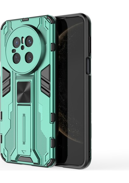 Huawei Mate 70 Kılıf Pc+Tpu Darbeye Dayanıklı Telefon Kılıfı Kickstand Ile-Siyah-Yeşil (Yurt Dışından)