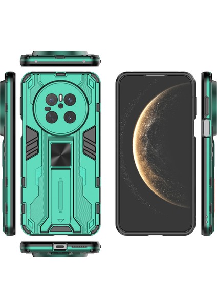 Huawei Mate 70 Kılıf Pc+Tpu Darbeye Dayanıklı Telefon Kılıfı Kickstand Ile-Siyah-Yeşil (Yurt Dışından) fırsatları
