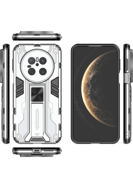 Huawei Mate 70 Kılıf Pc+Tpu Darbeye Dayanıklı Telefon Kılıfı Kickstand Ile-Siyah-Gümüş (Yurt Dışından) fırsatları