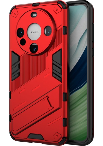 Huawei Mate 60 Kapak Pc+Tpu Darbeye Dayanıklı Telefon Kılıfı Kickstand Ile-Kırmızı (Yurt Dışından)