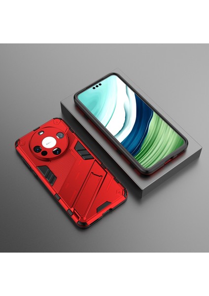 Huawei Mate 60 Kapak Pc+Tpu Darbeye Dayanıklı Telefon Kılıfı Kickstand Ile-Kırmızı (Yurt Dışından) indirimleri