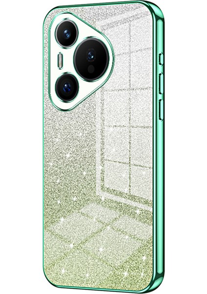 Huawei Pura 70 Kılıf Tpu Degrade Parıltılı Cep Telefonu Kapağı-Yeşil (Yurt Dışından)