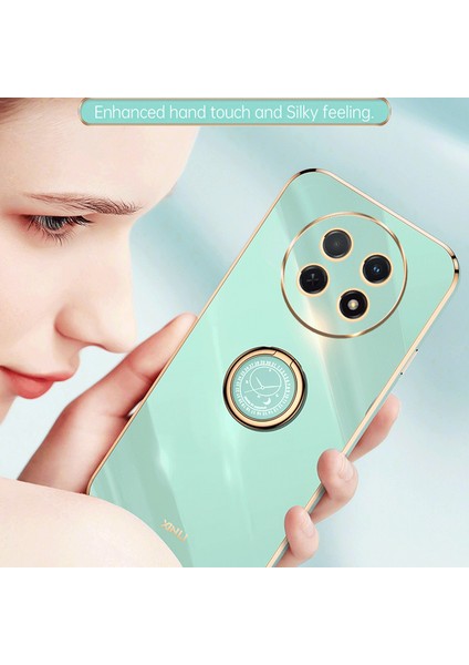 Xınlı Huawei Enjoy 60X Halkalı Kickstand Elektrokaplama Telefon Kılıfı Yumuşak Tpu Düşmeye Lı Arka Kılıf-Siyah (Yurt Dışından) modelleri