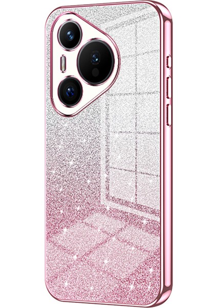 Huawei Pura 70 Kılıf Tpu Degrade Parıltılı Cep Telefonu Kapağı-Pembe (Yurt Dışından)
