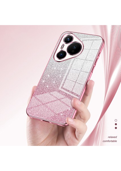 Huawei Pura 70 Kılıf Tpu Degrade Parıltılı Cep Telefonu Kapağı-Pembe (Yurt Dışından) indirimleri