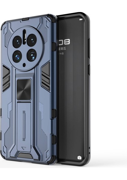Huawei Mate 50 Pro 4g Kickstand Tasarım Telefon Kılıfı Çarpışmaya Dayanıklı Sert Pc Yumuşak Tpu Hibrit Arka Kapak-Mavi (Yurt Dışından)