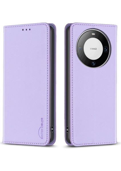 Bınfen Color BF18 Huawei Mate 60 Pro/mate 60 Pro+Deri Telefon Kılıfı Kart Tutucu Stand Kılıf-Mor (Yurt Dışından)