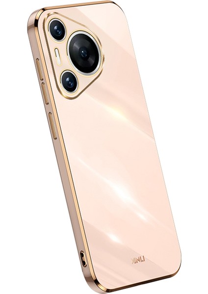 Xınlı Huawei Pura 70 Pro/pura 70 Pro+Kılıf Galvanik Çerçeve Yumuşak Tpu Telefon Kılıfı-Pembe (Yurt Dışından)