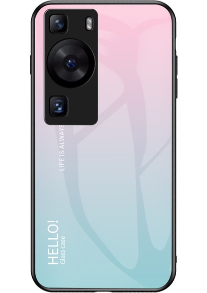 Huawei P60/P60 Pro Gradient Telefon Kılıfı Temperli Cam+Pc+Tpu Darbeye Dayanıklı Telefon Kılıfı-Gradient Pembe Mavi (Yurt Dışından)