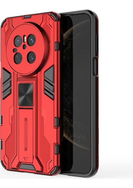 Huawei Mate 70 Kılıf Pc+Tpu Darbeye Dayanıklı Telefon Kılıfı Kickstand Ile-Siyah-Kırmızı (Yurt Dışından)