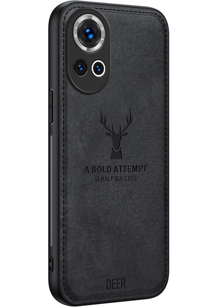 Huawei Nova 13 5g Kılıf Geyik Desenli Kumaş Doku Pu Deri Hibrit Telefon Kılıfı-Siyah (Yurt Dışından)