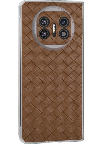 Huawei Mate X5 Kılıf Dokuma Doku Pu Deri Arka Kapak-Kahverengi (Yurt Dışından) fiyatları