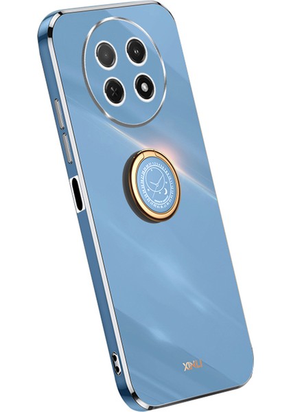 Xınlı Huawei Enjoy 60X Halka Kickstand Elektrokaplama Telefon Kılıfı Yumuşak Tpu Düşmeye Lı Arka Kılıf-Mavi (Yurt Dışından)