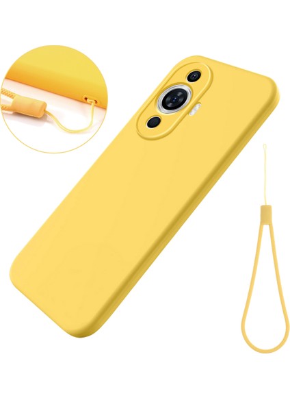 Huawei Nova 11/nova 12S 4g/nova 12 Lite 4g Sıvı Silikon Düşmeye Dayanıklı Kılıf Yumuşak Astarlı Çizilmez Telefon Kılıfı-Sarı (Yurt Dışından)