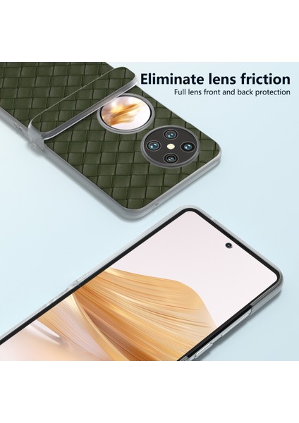 Huawei Pocket 2 Kılıf Dokuma Doku Menteşe Koruma Pu+Pc Telefon Kılıfı-Yeşil (Yurt Dışından) fiyatları