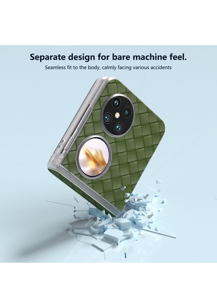 Huawei Pocket 2 Kılıf Dokuma Doku Menteşe Koruma Pu+Pc Telefon Kılıfı-Yeşil (Yurt Dışından) fırsatları