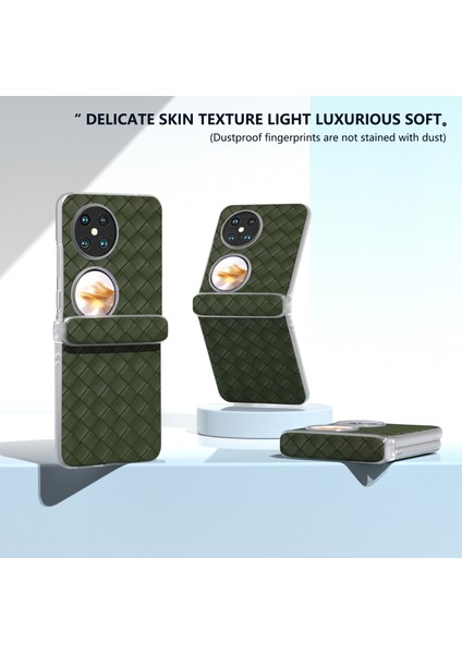 Huawei Pocket 2 Kılıf Dokuma Doku Menteşe Koruma Pu+Pc Telefon Kılıfı-Yeşil (Yurt Dışından) indirimleri