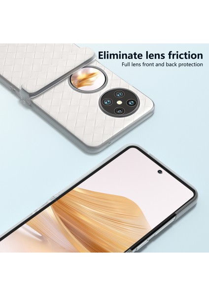 Huawei Pocket 2 Kılıf Dokuma Doku Menteşe Koruma Pu+Pc Telefon Kılıfı-Beyaz (Yurt Dışından) fiyatları