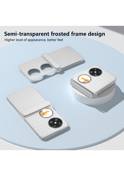 Huawei Pocket 2 Kılıf Dokuma Doku Menteşe Koruma Pu+Pc Telefon Kılıfı-Beyaz (Yurt Dışından) modelleri