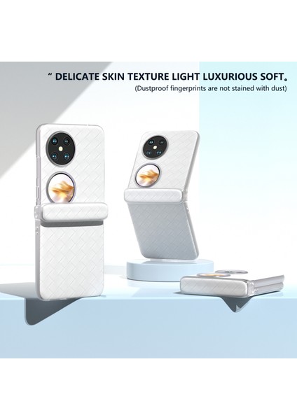 Huawei Pocket 2 Kılıf Dokuma Doku Menteşe Koruma Pu+Pc Telefon Kılıfı-Beyaz (Yurt Dışından) indirimleri