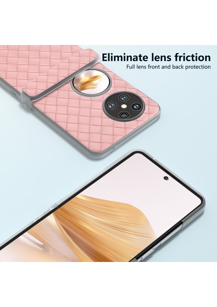 Huawei Pocket 2 Kılıf Dokuma Doku Menteşe Koruma Pu+Pc Telefon Kılıfı-Pembe (Yurt Dışından) fiyatları