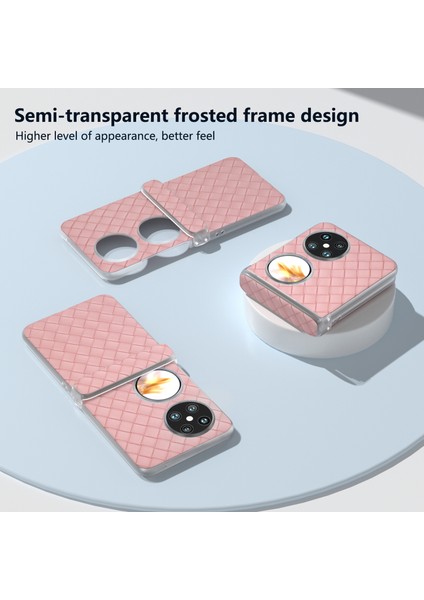 Huawei Pocket 2 Kılıf Dokuma Doku Menteşe Koruma Pu+Pc Telefon Kılıfı-Pembe (Yurt Dışından) modelleri