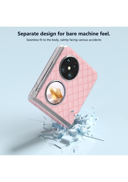 Huawei Pocket 2 Kılıf Dokuma Doku Menteşe Koruma Pu+Pc Telefon Kılıfı-Pembe (Yurt Dışından) fırsatları