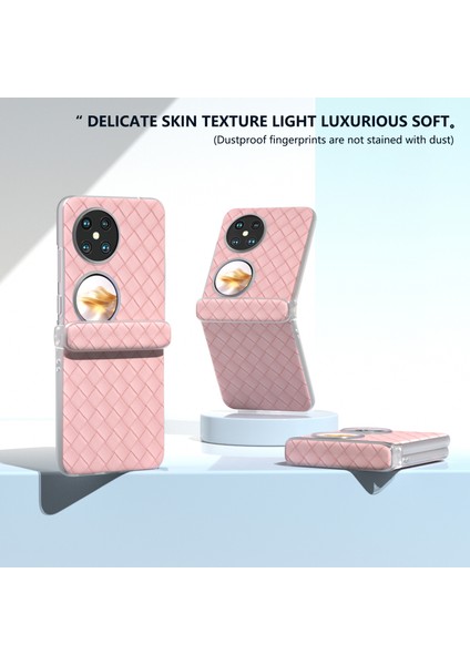Huawei Pocket 2 Kılıf Dokuma Doku Menteşe Koruma Pu+Pc Telefon Kılıfı-Pembe (Yurt Dışından) indirimleri